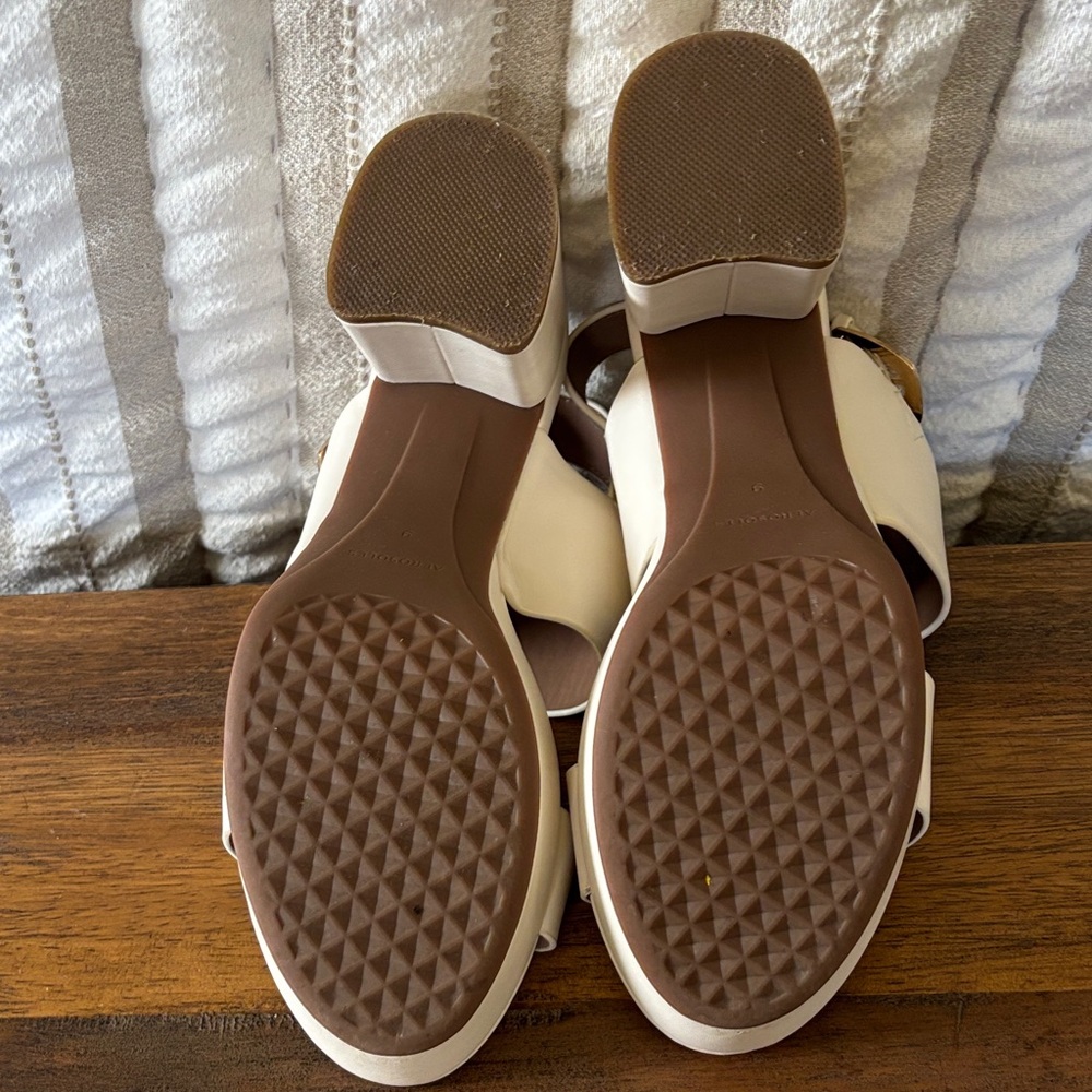 AEROSOLES Cream Platform Block Heel Sandals - Picture 5 of 7